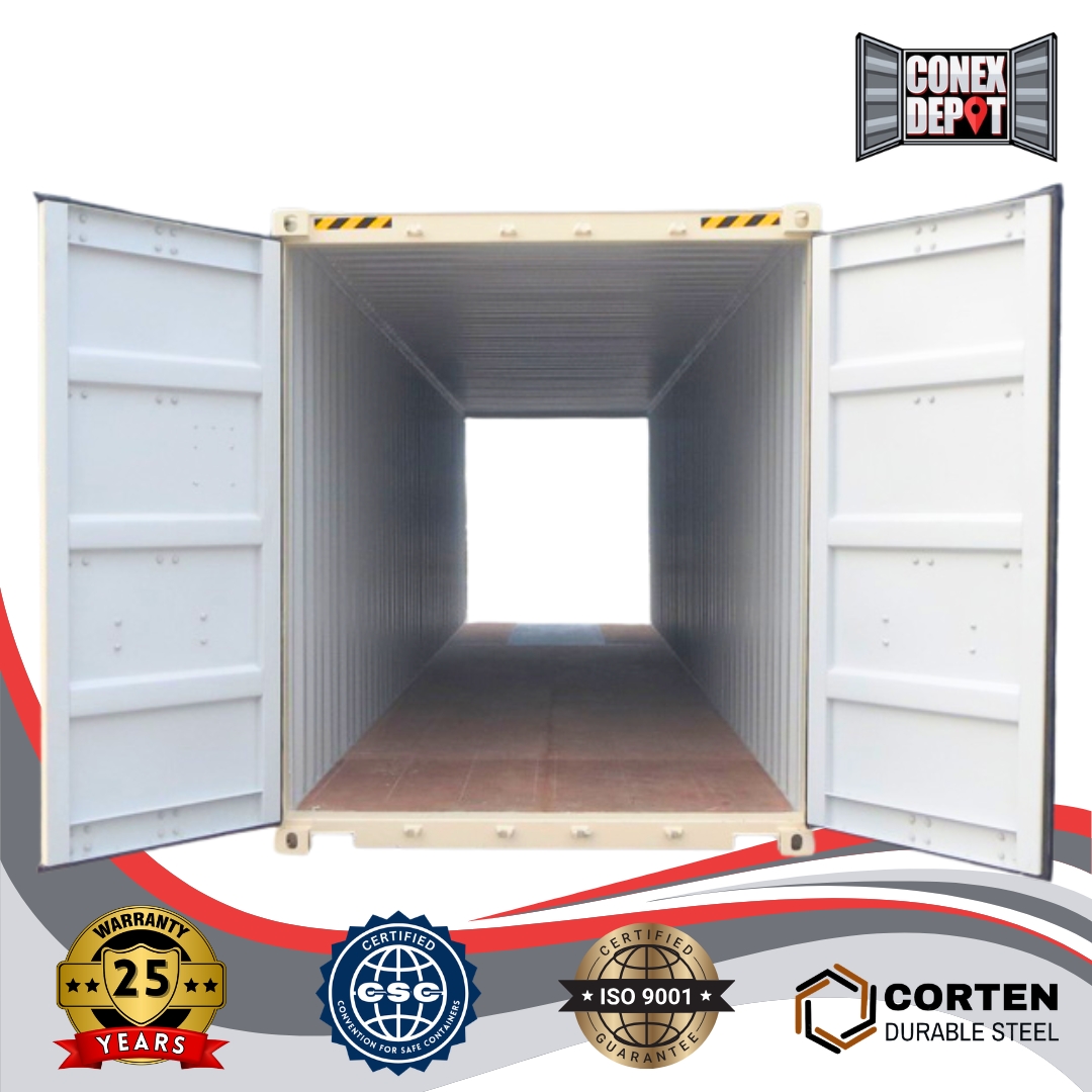 40ft double door shipping container with doors open