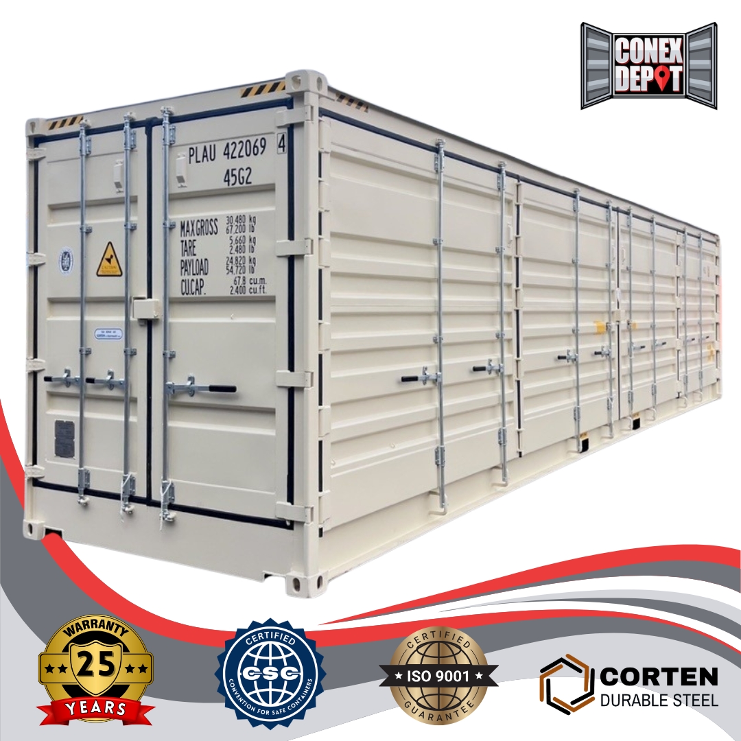 view of a 40ft high cube side opening shipping container