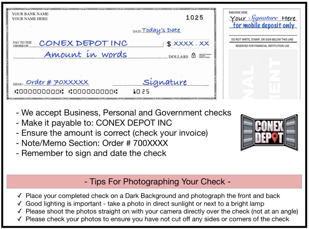 instructions on how to write an echeck to purchase a shipping container